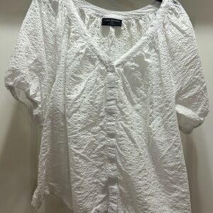 Lane Bryant Textured White Blouse